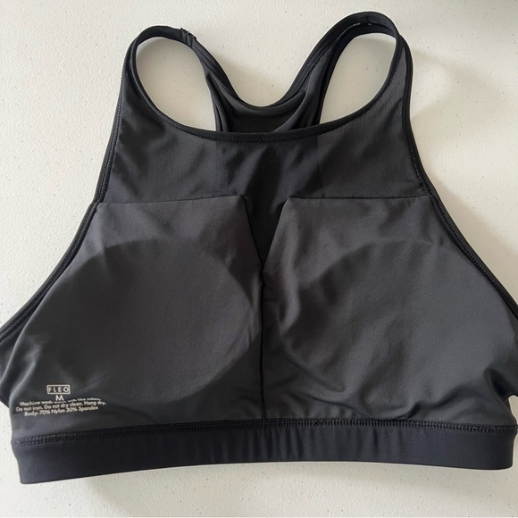 Fleo High Neck Mesh Active Sport Bra Padded Black Sz Medium - Picture 9 of 9